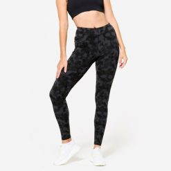 Legginsy fitness damskie Domyos. Szare legginsy damskie DOMYOS, m, bez wzorów, z bawełny. Za 59.99 zł.