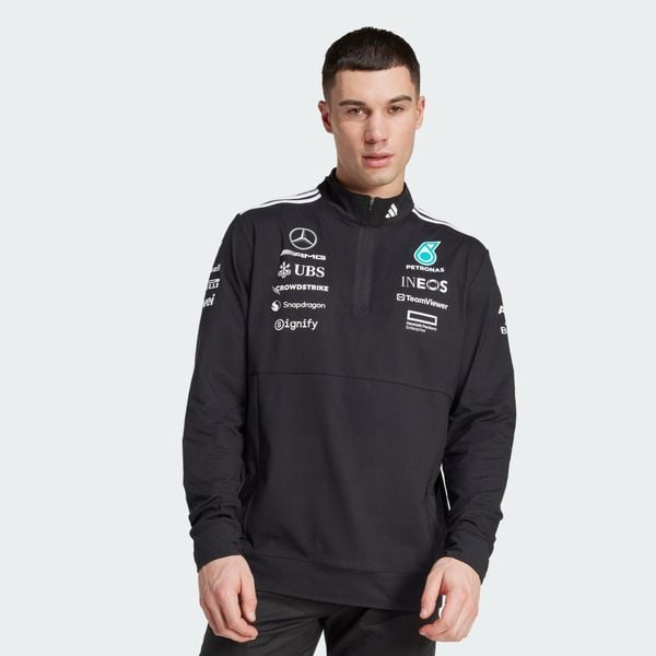 BLUZA MERCEDES - AMG PETRONAS FORMULA ONE TEAM 1/4 ZIP. Białe bluzy męskie Adidas, xl, bez wzorów, z bawełny, bez kaptura. Za 569.00 zł.