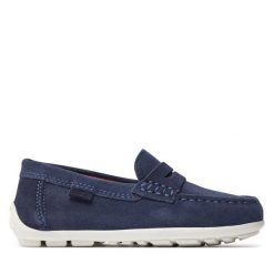 Mokasyny Geox. Niebieskie półbuty chłopięce Geox, bez wzorów, bez zapięcia. Za 299.99 zł.