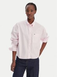 Tommy Jeans Koszula DW0DW22766 Różowy Regular Fit. Czerwone bluzki damskie Tommy Jeans, l, bez wzorów, z bawełny, bez kołnierzyka, bez ramiączek. Za 369.99 zł.