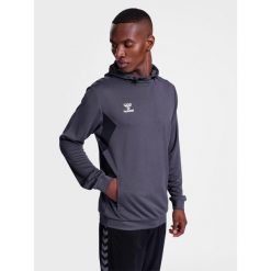 Poliestrowa bluza z kapturem Hummel Authentic. Szare buty sportowe męskie Hummel, bez zapięcia, na fitness i siłownię. Za 212.50 zł.