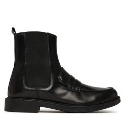 Sztyblety Pollini. Czarne botki damskie Pollini, bez obcasa, na płaskiej podeszwie, bez zapięcia. Za 1,349.00 zł.
