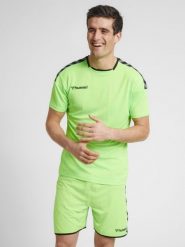 Hummel Koszulka sportowa męska T-shirt Authentic Poly Jersey. Zielone koszulki sportowe męskie Hummel, m, bez wzorów, z dresówki, bez kołnierzyka, bez ramiączek, na fitness i siłownię. Za 58.00 zł.