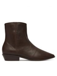 Balagan Botki Rona Brązowy. Brązowe botki damskie BALAGAN, ze skóry, bez obcasa, na słupku, bez zapięcia. Za 729.99 zł.