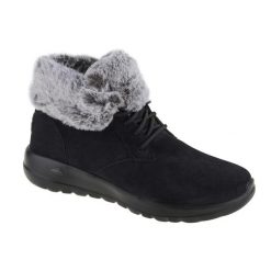 Buty zimowe damskie, Skechers On The Go Joy-Plush Dreams. Czarne obuwie sportowe damskie Skechers, bez wzorów, z materiału, trekkingowe. Za 341.70 zł.