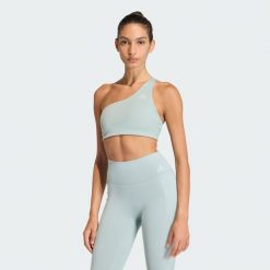 Biustonosz Optime Workout Rib One Shoulder Light Support. Zielone obuwie sportowe damskie Adidas, bez wzorów, na fitness i siłownię. Za 219.00 zł.