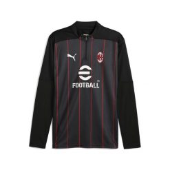 Męska bluza przedmeczowa AC Milan z zamkiem 1/4 PUMA Black For All Time Red. Czarne bluzy sportowe męskie Puma, m, bez wzorów, bez kaptura, do piłki nożnej. W wyprzedaży za 339.40 zł.