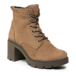 Trzewiki Lasocki. Brązowe botki damskie Lasocki, bez obcasa, na słupku, bez zapięcia. Za 166.99 zł.