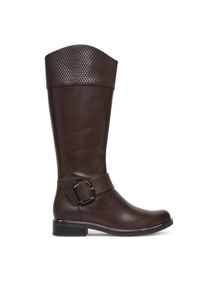 Caprice Oficerki 9-25517-45 Brązowy. Brązowe kozaki damskie Caprice, ze skóry, bez obcasa, na płaskiej podeszwie. Za 632.99 zł.