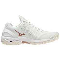 Buty do piłki ręcznej damskie Mizuno Wave Stealth V. Białe obuwie sportowe damskie Mizuno, bez wzorów, do piłki ręcznej, mizuno wave. Za 249.99 zł.