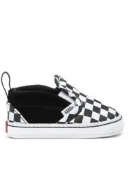 Vans Tenisówki Slip-On V Crib VN0A2XSLFB71 Czarny. Czarne buty sportowe dziewczęce Vans, bez wzorów, ze skóry, bez zapięcia, tenisowe. Za 89.99 zł.