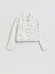 Jeansowa kurtka - biały. Białe kurtki damskie Reserved, l, bez wzorów, z bawełny, bez kaptura. Za 139.99 zł.