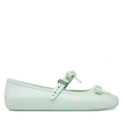Baleriny Melissa. Zielone baleriny damskie Melissa, bez wzorów, bez obcasa. Za 259.99 zł.
