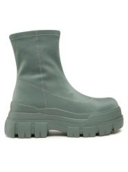 Jenny Fairy Botki LS5851-01 Zielony. Zielone botki damskie Jenny Fairy, z materiału, bez obcasa, na płaskiej podeszwie, bez zapięcia. Za 149.99 zł.