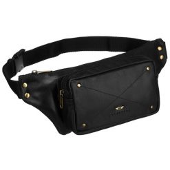 Biodrowa nerka męska w czarnym kolorze wykonana ze skóry naturalnej Peterson PTN 2-NGN. Czarne saszetki męskie Peterson, ze skóry. Za 119.99 zł.