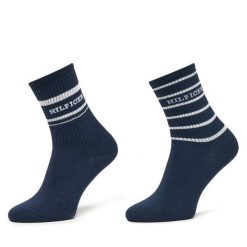 Skarpety długie Tommy Hilfiger. Niebieskie skarpety damskie Tommy Hilfiger, bez wzorów. Za 59.99 zł.