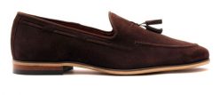 Brązowe wsuwane buty męskie - nubukowe mokasyny loafersy T233. Brązowe mokasyny męskie Modini Moda Męska, z gumy, casualowe. W wyprzedaży za 333.00 zł.