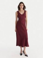 ViCOLO Sukienka koktajlowa TF0247 Bordowy Regular Fit. Czerwone sukienki damskie ViCOLO, xl, bez wzorów, z wiskozy, wizytowe, bez kołnierzyka, bez ramiączek. Za 399.99 zł.