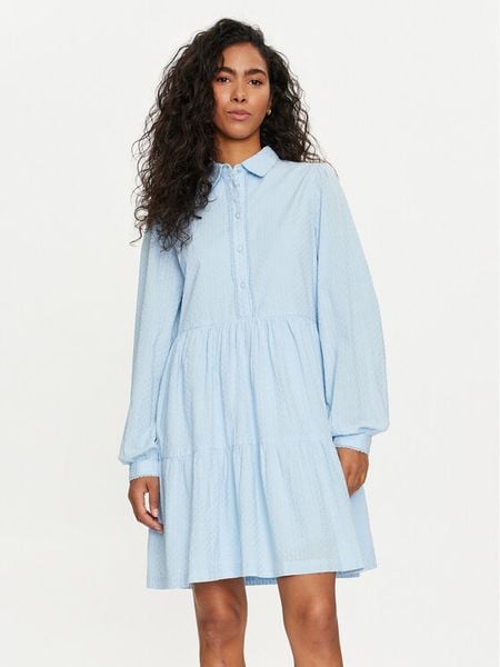 YAS Sukienka koszulowa Tia 26032815 Błękitny Regular Fit. Niebieskie sukienki damskie YAS, s, bez wzorów, z bawełny, bez kołnierzyka, bez ramiączek, koszulowe. Za 209.99 zł.