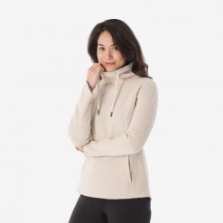 Bluza turystyczna damska Quechua NH100. Brązowe bluzy sportowe damskie QUECHUA, xl, bez wzorów, z bawełny, bez kaptura, trekkingowe. Za 109.99 zł.