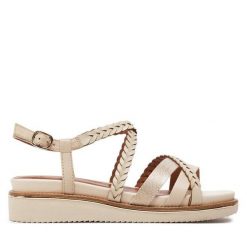 Sandały Tamaris. Brązowe sandały damskie Tamaris, bez wzorów, bez obcasa, na płaskiej podeszwie, bez zapięcia. Za 239.99 zł.