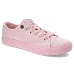 Różowe Trampki Big Star Damskie Modne Buty. Czerwone trampki i tenisówki damskie Big Star, bez wzorów, z materiału, retro, bez zapięcia. Za 79.99 zł.