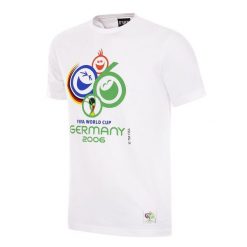 Koszulka dla dorosłych - Emblemat Mistrzostw Świata Niemcy 2006 - Biały. Białe koszulki sportowe męskie COPA FOOTBALL, m, bez wzorów, bez kołnierzyka, bez ramiączek, do piłki nożnej. Za 211.91 zł.