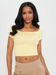 Koszulka z krótkim rękawkiem - żółty. Żółte t-shirty damskie Sinsay, l, bez wzorów, z bawełny, bez kołnierzyka. Za 19.99 zł.