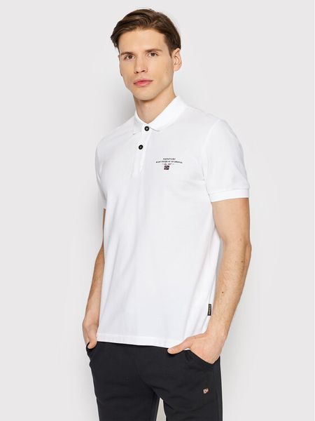 Napapijri Polo Elbas NP0A4GDL Biały Regular Fit. Białe koszulki polo męskie Napapijri, m, bez wzorów, z bawełny, bez ramiączek. Za 189.99 zł.