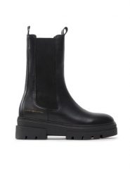 Tommy Hilfiger Sztyblety Monochromatic Chelsea Boot FW0FW06730 Czarny. Czarne botki damskie Tommy Hilfiger, ze skóry, bez obcasa, na płaskiej podeszwie, bez zapięcia. Za 579.99 zł.