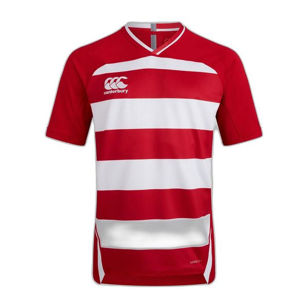 Dżersej w paski Canterbury Vapodri Evader. Białe koszulki sportowe męskie CANTERBURY, s, bez wzorów, z dżerseju, bez kołnierzyka, bez ramiączek. Za 314.50 zł.