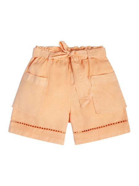 Guess Szorty materiałowe J3GD03 WE8R0 Pomarańczowy Relaxed Fit. Brązowe spodenki dla dziewczynek Guess, z aplikacjami, z lyocellu. Za 179.99 zł.