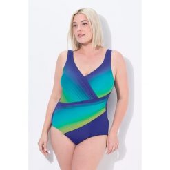 Damski Kostium kąpielowy cieniowanie miękkie miseczki drapowanie. Niebieskie kostiumy jednoczęściowe damskie Ulla Popken, plus size, bez wzorów, z elastanu, sportowe, plus size, do pływania. Za 294.99 zł.