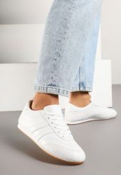 Białe Sznurowane Sneakersy w Stylu Tenisówek Liavessa. Białe obuwie sportowe damskie Born2be, bez wzorów, z jeansu, tenisowe. Za 74.99 zł.