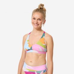 Góra kostiumu kąpielowego surfingowego damska Decathlon Agatha Colorama. Czerwone bikini damskie Decathlon, bez wzorów. Za 89.99 zł.