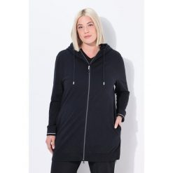 Damskie Bluza dresowa ozdobna lamówka oversize kaptur. Czarne bluzy damskie Ulla Popken, plus size, bez wzorów, z bawełny, bez kaptura. W wyprzedaży za 191.99 zł.