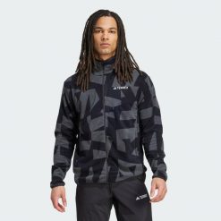 Bluza Terrex Multi Printed Full-Zip Fleece. Brązowe bluzy damskie Adidas, xs, bez wzorów, z materiału, bez kaptura, trekkingowe. Za 299.00 zł.