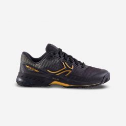 Buty do tenisa TS990 damskie na mączkę ceglaną. Czarne obuwie sportowe damskie ARTENGO, bez wzorów, z kauczuku, tenisowe. Za 199.99 zł.