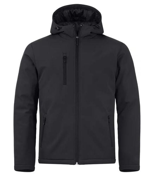 Clique Padded Hoody Softshell pikowana kurtka z kapturem – Black. Czarne kurtki męskie CLIQUE, m, bez wzorów, z polaru, z kapturem. Za 324.54 zł.