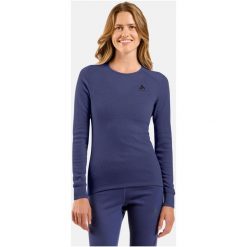 Bielizna termoaktywna z długim rękawem Odlo BL TOP crew neck l/s ACTIVE WARM. Fioletowa bielizna termoaktywna damska Odlo, l, bez wzorów, bez ramiączek, długie. Za 319.79 zł.