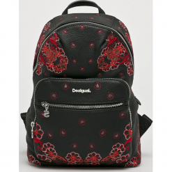 Desigual - Plecak. Czarne plecaki damskie Desigual, z haftami, z materiału. W wyprzedaży za 239.90 zł.