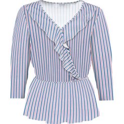 Shirt z wolantami bonprix niebiesko-czerwono-biały w paski. Bluzki damskie marki bonprix. Za 59.99 zł.