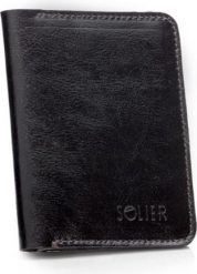 Solier Cienki skórzany męski portfel z bilonówką SOLIER SLIM CIEMNY BRĄZ. Portfele męskie Solier, bez wzorów. Za 67.00 zł.