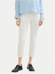 Tom Tailor Spodnie materiałowe 1040963 Biały Tapered Fit. Białe spodnie materiałowe damskie Tom Tailor, bez wzorów, z bawełny. Za 179.99 zł.