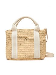 Tommy Hilfiger Torebka Th Spring Logo Mini Tote AW0AW17199 Beżowy. Brązowe torebki do ręki damskie Tommy Hilfiger, bez wzorów, z syntetyku, bez dodatków. Za 419.99 zł.