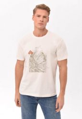 Bawełniany t-shirt, Comfort Fit, T-LITT. Brązowe t-shirty męskie Volcano, l, bez wzorów, z bawełny, bez kołnierzyka. Za 69.99 zł.
