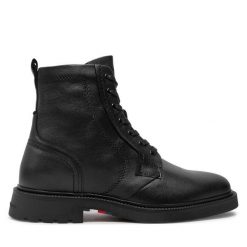 Trzewiki Tommy Hilfiger. Czarne botki męskie Tommy Hilfiger, bez wzorów, bez zapięcia. Za 399.99 zł.