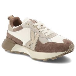 Sneakersy damskie Kobbo, ze skóry naturalnej sznurowanie gruba podeszwa sportowy styl, beżowe, 66954. Brązowe półbuty damskie Kobbo, bez wzorów, ze skóry, eleganckie, bez obcasa, bez zapięcia. Za 199.00 zł.