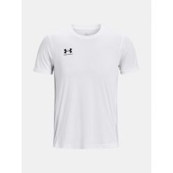 Koszulka piłkarska męska Under Armour Challenger Train. Białe koszulki sportowe męskie Under Armour, m, bez wzorów, bez kołnierzyka, bez ramiączek, do piłki nożnej. Za 91.79 zł.