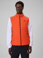 4F Bezrękawnik z wypełnieniem syntetycznym męski - pomarańczowy XXL. Brązowe kurtki męskie 4f, m, bez wzorów, z materiału, bez kaptura. Za 199.99 zł.